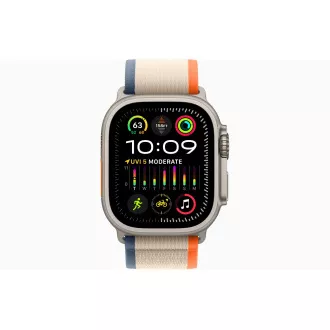 Apple Watch Ultra 2/49mm/Titan/športni trak/oranžno-beljasti trak/-M/L