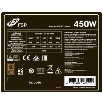 FSP HYPER 80  PRO/450W/ATX 3.0/80PLUS Bronze 230V/Bulk