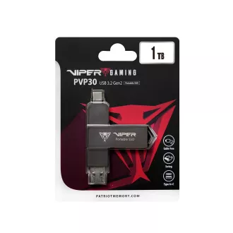 Patriot VIPER PVP30/1TB/SSD/External/Black/3R