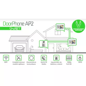 EVOLVEO DoorPhone AP2-2 žični videotelefon za dve stanovanji z aplikacijo, bel