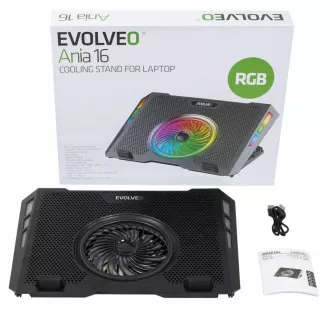 EVOLVEO Ania 16, hladilna podloga za prenosne računalnike, 5x ventilator, RGB osvetlitev EVOLVEO Ania 16, hladilna podloga za prenosne računalnike, 5x ventilator, RGB osvetlitev