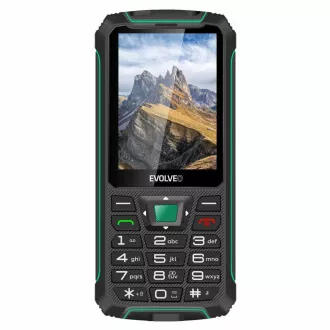 EVOLVEO StrongPhone W4, IP68 odporen telefon z dvema karticama SIM, 2,8-palčni LCD, 2500 mAh, Powerbank, črno-zelen