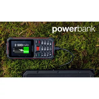 EVOLVEO StrongPhone W4, IP68 odporen telefon z dvema karticama SIM, 2,8-palčni LCD, 2500 mAh, Powerbank, črna in rdeča