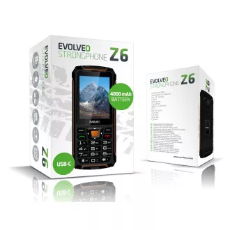 EVOLVEO StrongPhone Z6, IP68 odporen telefon z dvema karticama SIM, 2,8" LCD, 4000 mAh, Powerbank, črno-oranžen