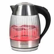 Salente StripeGlass, električni čajnik 1,8 l, nerjaveče jeklo/steklo, rdeča osvetlitev