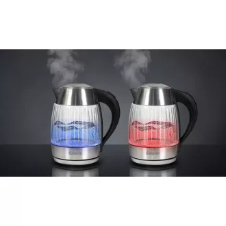 Salente StripeGlass, električni čajnik 1,8 l, nerjaveče jeklo/steklo, rdeča osvetlitev