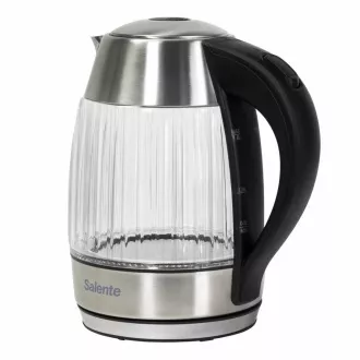 Salente StripeGlass, električni čajnik 1,8 l, nerjaveče jeklo/steklo, rdeča osvetlitev