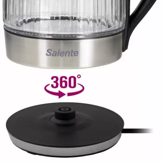 Salente StripeGlass, električni čajnik 1,8 l, nerjaveče jeklo/steklo, rdeča osvetlitev
