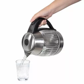 Salente StripeGlass, električni čajnik 1,8 l, nerjaveče jeklo/steklo, rdeča osvetlitev