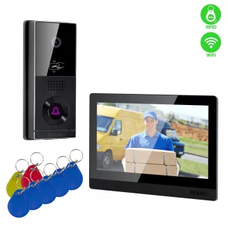 EVOLVEO DoorPhone AHD10, domači videotelefon WiFi z nadzorom vrat in RFID, črn 10-palčni monitor