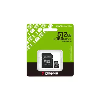 Adapter Kingston Canvas Select Plus/Micro SDXC/512GB/UHS-I U3/Class 10/
