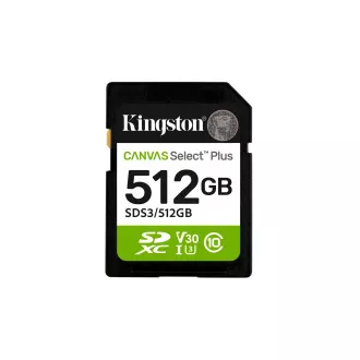 Kingston Canvas Select Plus/SDXC/512GB/UHS-I U3/Class 10
