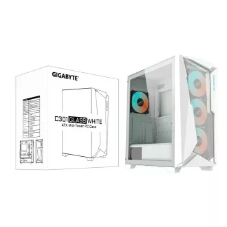 GIGABYTE C301 GLASS/Midi Tower/Transpar./White