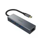 AKASA - USB Type-C 4-v-1 vozlišče z ethernetom