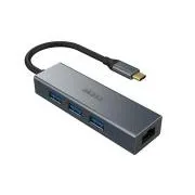 AKASA - USB Type-C 4-v-1 vozlišče z ethernetom