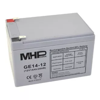 MHPower GE14-12 Gel baterija 12V/14Ah, Faston F2 - 6,3 mm, Deep Cycle