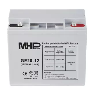 MHPower GE20-12 Gel baterija 12V/20Ah, terminal T1 - M5, globok cikel