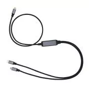 C-TECH USB Type-C PD 100W napajalni razdelilni kabel, 0,7 m   2x0,5 m, črn