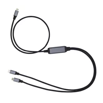 C-TECH USB Type-C PD 100W napajalni razdelilni kabel, 0,7 m   2x0,5 m, črn