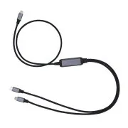 C-TECH USB Type-C PD 100W napajalni razdelilni kabel, 0,7 m   2x0,5 m, črn