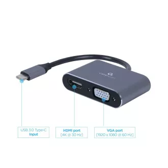 Gembird USB-C/HDMI, adapter VGA