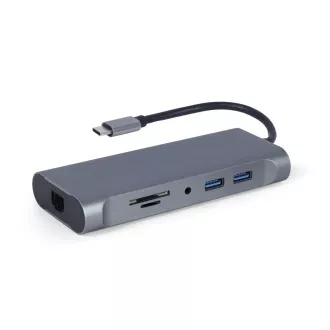 Gembird USB-C 7v1 večportni USB 3.0 HDMI VGA PD bralnik kartic stereo zvok Gembird USB-C 7v1 večportni USB 3.0 HDMI VGA PD bralnik kartic stereo zvok