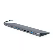 Gembird USB-C 9v1 večportni USB   HDMI   VGA   PD   bralnik kartic   LAN   zvok