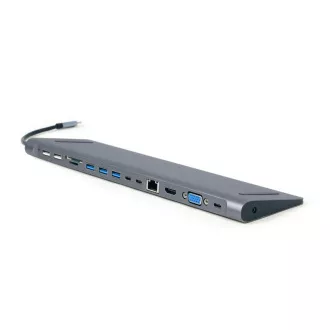 Gembird USB-C 9v1 večportni USB   HDMI   VGA   PD   bralnik kartic   LAN   zvok
