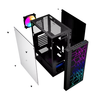 Gembird Computer Fornax 2500 ARGB/Midi Tower/Transpar./Črna