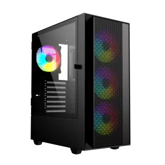 Gembird Fornax 4000 ARGB/Midi Tower/Transpar./Črna