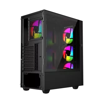 Gembird Fornax 4000 ARGB/Midi Tower/Transpar./Črna