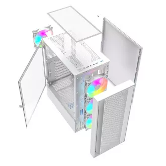 Gembird Fornax 4000 ARGB/Midi Tower/Transpar./White