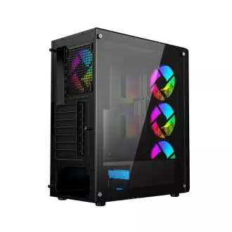 GEMBIRD Fornax 400X/Midi Tower/Transpar./Črna