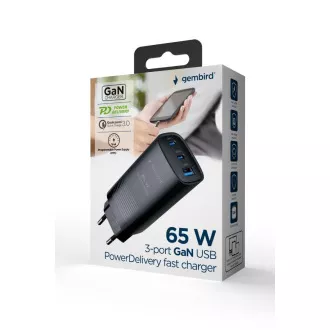 GEMBIRD PD polnilec 1xUSB-A 2xUSB-C 67W črn