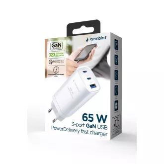 GEMBIRD PD polnilec 1xUSB-A 2xUSB-C 67W bela