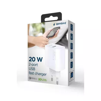 GEMBIRD PD polnilec USB-A USB-C 20W bela