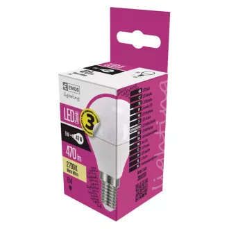 EMOS LED svetilka CLASSIC MINI GL 6W(40W) 470lm E14 WW