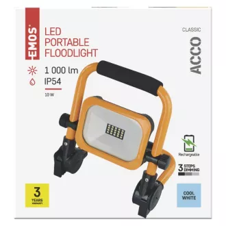 EMOS PRENOSNI AKUMULATORSKI LED REFLEKTOR ACCO 10W, 1000LM, IP54