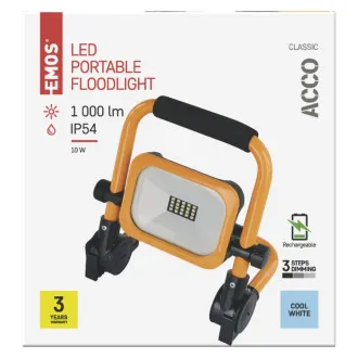 EMOS PRENOSNI AKUMULATORSKI LED REFLEKTOR ACCO 10W, 1000LM, IP54