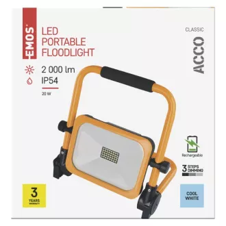 EMOS PRENOSNI AKUMULATORSKI LED REFLEKTOR ACCO 20W, 2000LM, IP54 EMOS PRENOSNI AKUMULATORSKI LED REFLEKTOR ACCO 20W, 2000LM, IP54