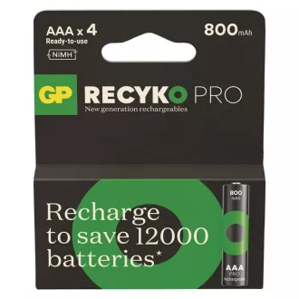 GP Baterija za ponovno polnjenje. ReCyko Pro AAA (HR03) 800 mAh- 4 kosi