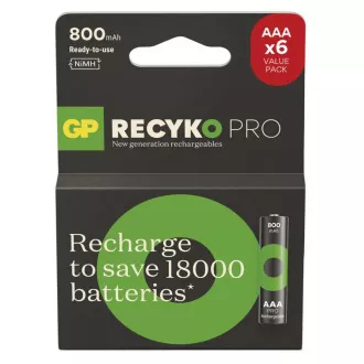 GP Baterija za ponovno polnjenje. ReCyko Pro AAA (HR03) 800mAh - 6 kosov