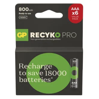 GP Baterija za ponovno polnjenje. ReCyko Pro AAA (HR03) 800mAh - 6 kosov