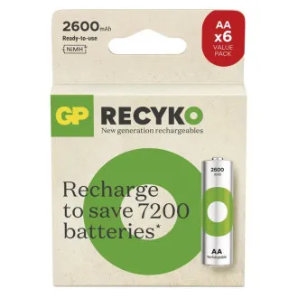 GP Baterija za ponovno polnjenje. ReCyko 2600 AA (HR6) - 6 kosov GP Baterija za ponovno polnjenje. ReCyko 2600 AA (HR6) - 6 kosov