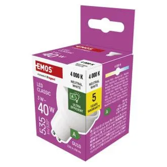EMOS LED CLS MR16 3W(40W) 535lm GU10 NW A CLASS EMOS LED CLS MR16 3W(40W) 535lm GU10 NW A CLASS
