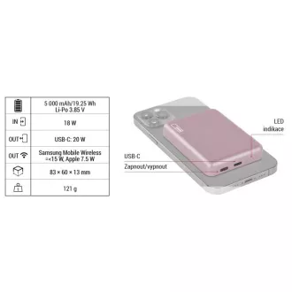 EMOS POWERBANK WI 522, brezžično polnjenje 20W, 5.000mAh, LOSOS, 1xUSB-C EMOS POWERBANK WI 522, brezžično polnjenje 20W, 5.000mAh, LOSOS, 1xUSB-C