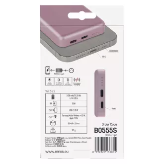 EMOS POWERBANK WI 522, brezžično polnjenje 20W, 5.000mAh, LOSOS, 1xUSB-C EMOS POWERBANK WI 522, brezžično polnjenje 20W, 5.000mAh, LOSOS, 1xUSB-C
