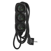 EMOS podaljšek 3z/3m, črn, 1,5 mm