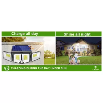 Zunanja sončna LED luč s senzorjem gibanja VIKING S180/1200lm/2200mAh/3 načini/IP65