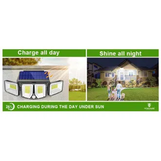 Zunanja sončna LED luč s senzorjem gibanja VIKING S180/1200lm/2200mAh/3 načini/IP65 Zunanja sončna LED luč s senzorjem gibanja VIKING S180/1200lm/2200mAh/3 načini/IP65